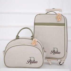 Kit de Bolsas Maternidade Personalizadas Linho Bege